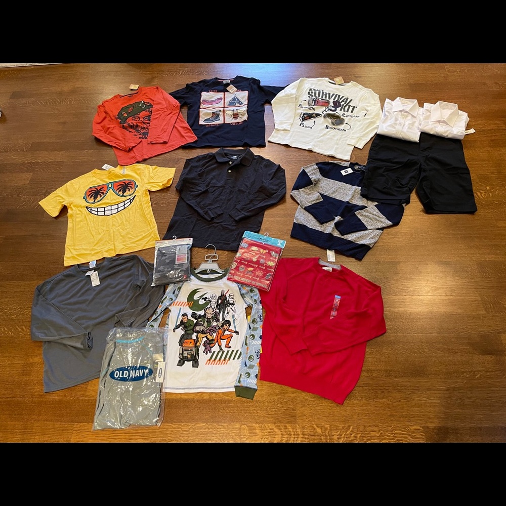 NWT boys size 10 12 14 uniform tops bottom pj